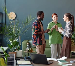Team discussion in a modern workspace