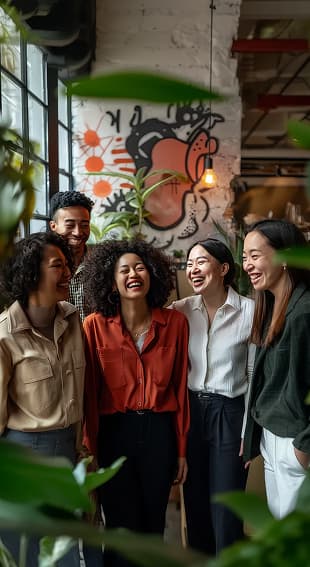 Team smiling together in the office