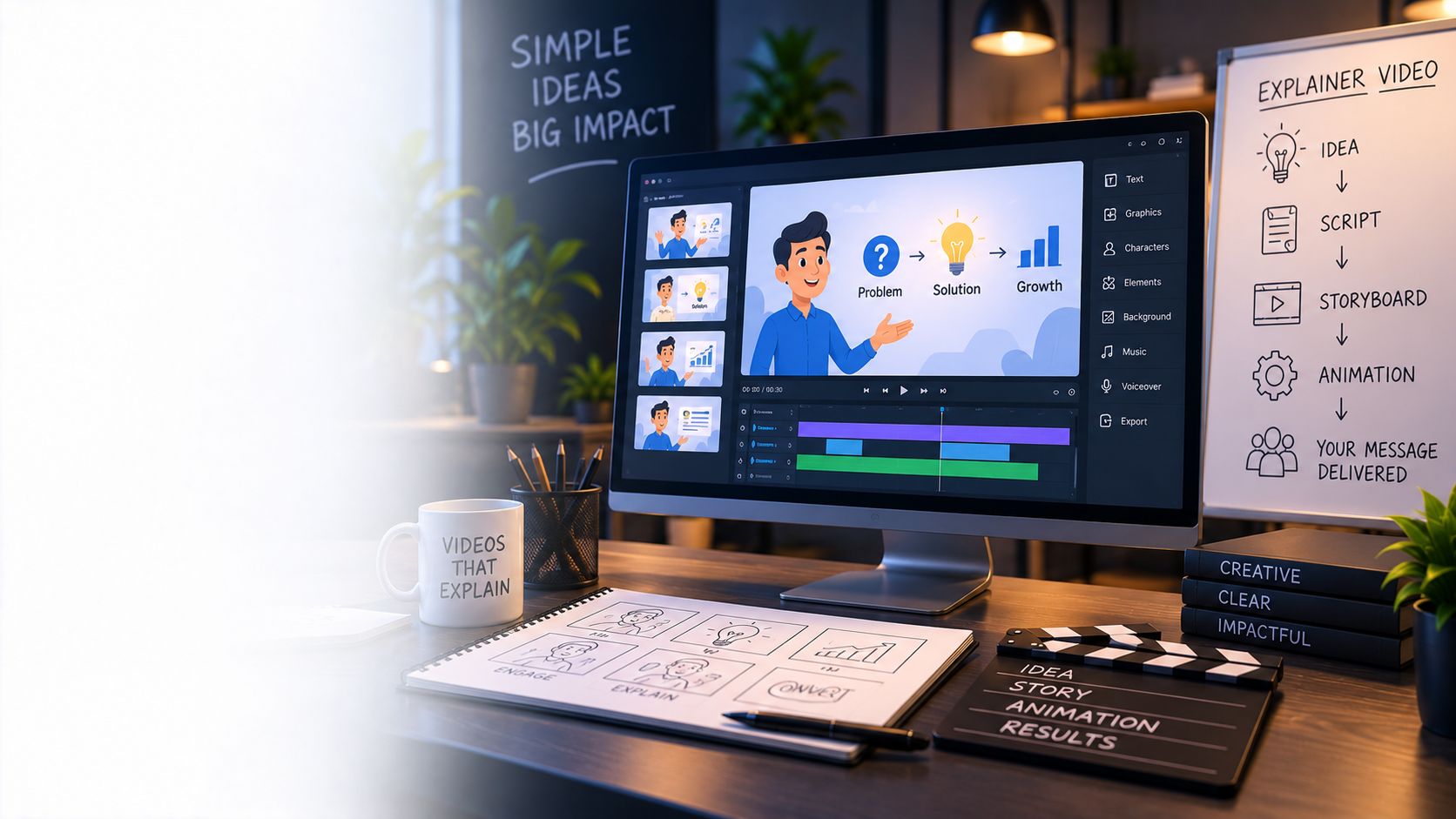 Explainer video presented on a laptop screen