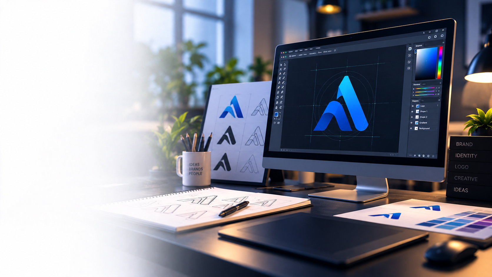 Logo design concepts and brand identity work
