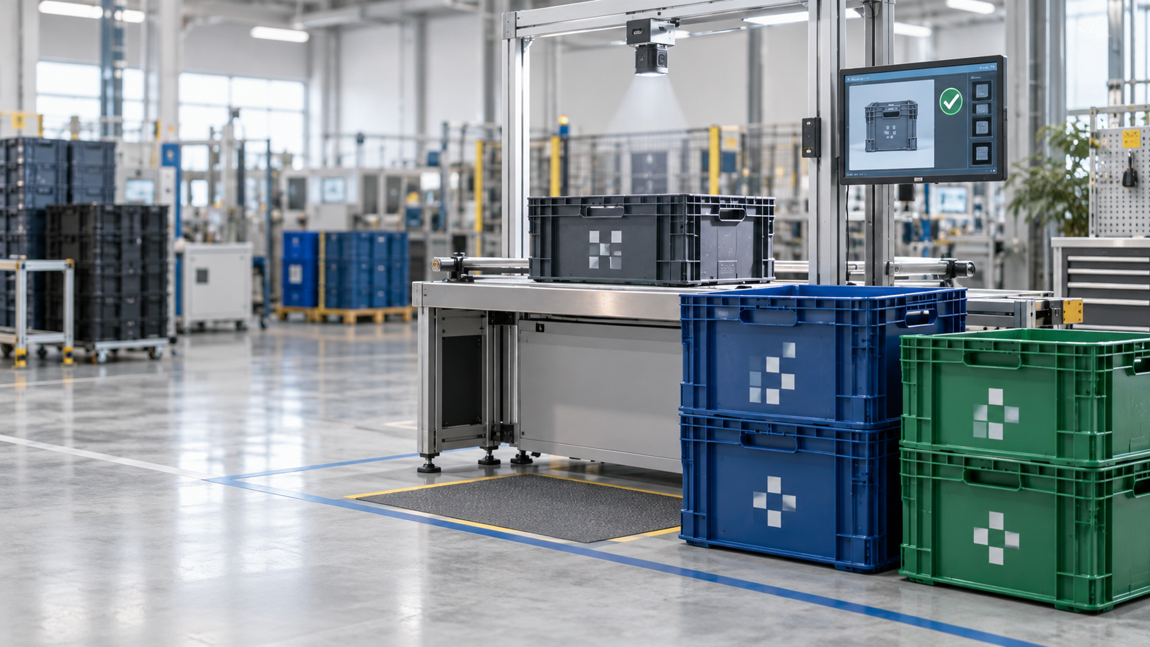 Crate fleet in transit across regional distribution